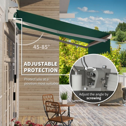 Outsunny 8' x 7' Patio Retractable Awning, Manual Exterior Sun Shade Deck Window Cover, Green