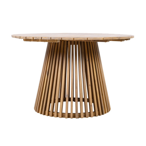 Outdoor Acacia Wood Patio Dining Table, 47.25-inch extra-large round dining table,for Backyard, Lawn, Balcony,Light Teak