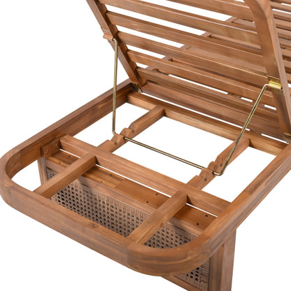 Outdoor Lounge Chair - Acacia Wood  PE Rattan Design with White Cushion