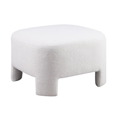 White Sherpa Square Ottoman 28.74 inchx28.74 inch, Integrated Leg Fully Assembled Decorative Foot Stool