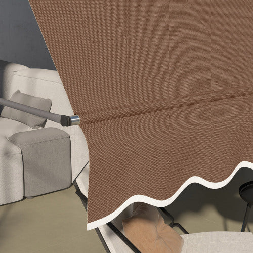 Outsunny Manual Retractable Awning, 118" Non-Screw Freestanding Patio Sun Shade Shelter with Support Pole Stand and UV Resistant Fabric, for Window, Door, Porch, Deck, Coffee