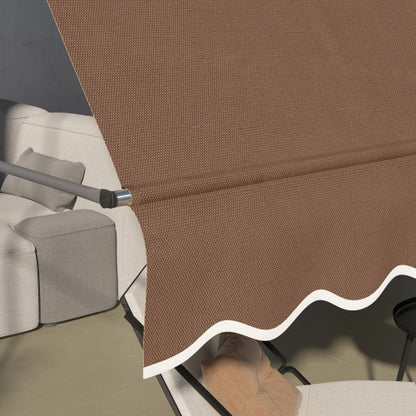 Outsunny Manual Retractable Awning, 118" Non-Screw Freestanding Patio Sun Shade Shelter with Support Pole Stand and UV Resistant Fabric, for Window, Door, Porch, Deck, Coffee