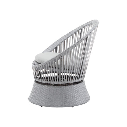 26.7" Modern Silver Swivel Wicker Lounge Chair with xianRattan and Iron Frame,