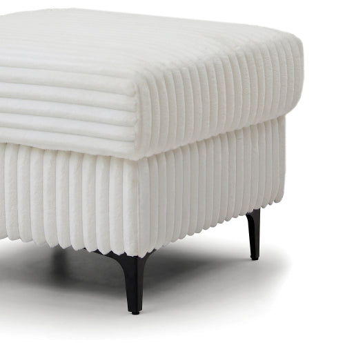Contemporary Upholstered Ottoman, Compact Multiuse Padded Footrest & Accent Seat for Bedroom Living Room