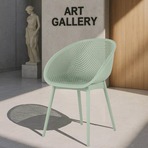 Holiday - 2-Pack Modern Lounge Chairs – Indoor/Outdoor All-Weather PP Plastic, Lightweight for Patio, Beach, Living Room (Pale Green)