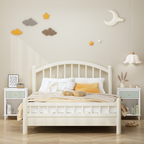 26.77''H Kids Nightstand with Drawer and Shelf, Sage and White Storage Table