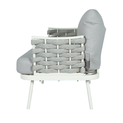 Mariano Steel Club Chair Set of 2, Off White+Grey