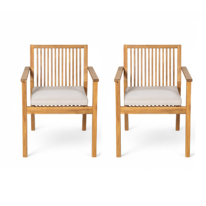 Patio Dining Chair Set of 2 - Sturdy Acacia Wood, Comfortable Waterproof Seating, 400 lbs Capacity, Natural Color Frame
