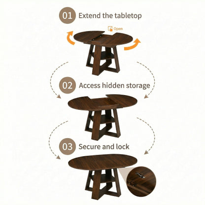 43-59 Inch Extendable Round Dining Table for 4-8 People