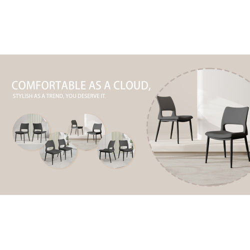 Modern Grey PU Leather Dining Chairs Set of 2 with Metal Legs for Kitchen, Restaurant and Office