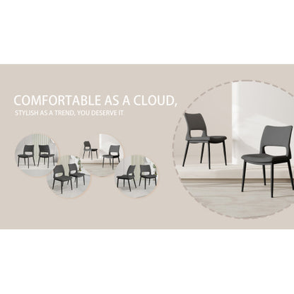 Modern Grey PU Leather Dining Chairs Set of 2 with Metal Legs for Kitchen, Restaurant and Office