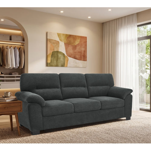 Dark Gray 3-Seater Textured Fabric Minimalist Living Room Sofa