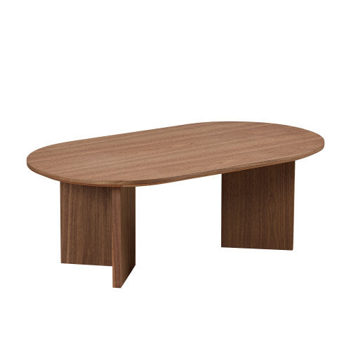 39.37inch  Oval Coffee Table, Walnut Veneer