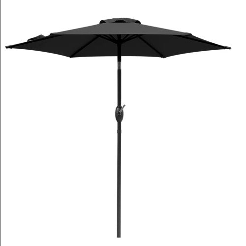7.5 Feet Black Market Umbrella with Crank Lift & Tilt. UV-Resistant Canopy for Pool, Backyard & Patio (Without base)
