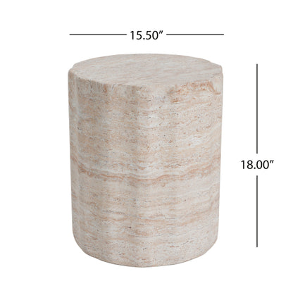Outdoor/Indoor Lightweight Concrete Side Table,Travertine Finish
