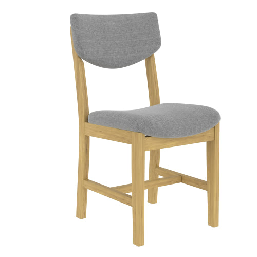 Set of 4 Rustic Farmhouse Dining Chairs, Solid Wood Frame with Gray Fabric Padded Seat & Back, 250lbs Capacity