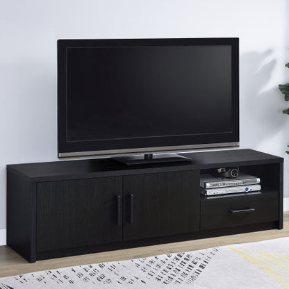Black 70 inch TV Stand Entertainment Center with Doors & Drawer Storage