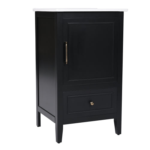 20" Bathroom Vanity with Sink, Bathroom Cabinet with A Door, Door Shelf Storage and Adiustable Foot Pads, A Drawer, Black