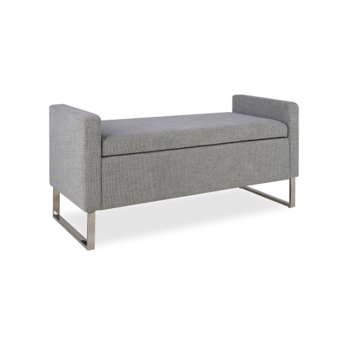 47" Ottoman with Storage,Upholstered Entryway Bench for Bedroom and Living Room,End of Bed Bench with Metal Base, Grey. Modern style