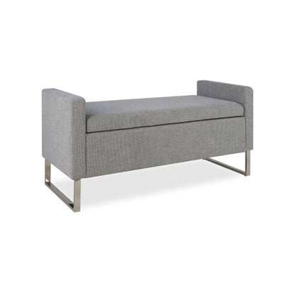 47" Ottoman with Storage,Upholstered Entryway Bench for Bedroom and Living Room,End of Bed Bench with Metal Base, Grey. Modern style