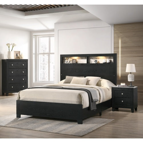 White Faux Marble Top 2-Drawer Nightstand with Black Frame