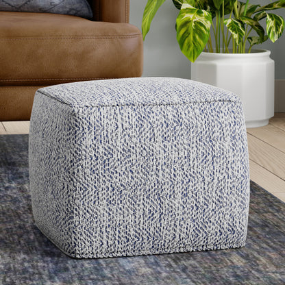 Nate 18 Inch Square Pouf Ottoman Handwoven Cotton Floor Cushion Accent Stool