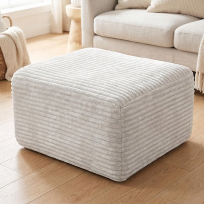 37.5 inch Corduroy Square Upholstered Ottoman, Vacuum Compressed Soft Padded Pet-Friendly Foot Stool for Living Room Bedroom