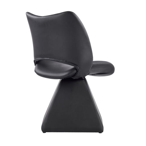 Set of 2 Swivel Dining Chairs, Black Faux Leather High Back Kitchen Chairs, Modern Accent