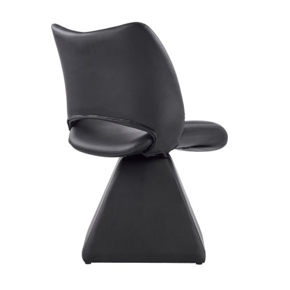 Set of 2 Swivel Dining Chairs, Black Faux Leather High Back Kitchen Chairs, Modern Accent
