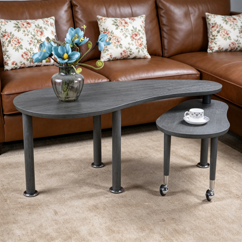 360° Rotatable Coffee Table, Oak Veneer, Grey Brown/Walnut/Black