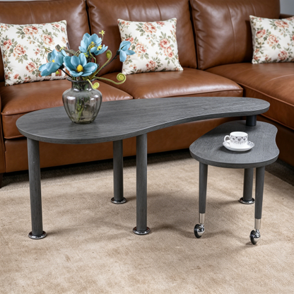 360° Rotatable Coffee Table, Oak Veneer, Grey Brown/Walnut/Black