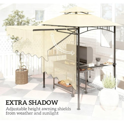 Convenient Barbecue Gazebo Shelter,Outdoor Grill Gazebo,with Side Awning,Side Shelves and Hooks