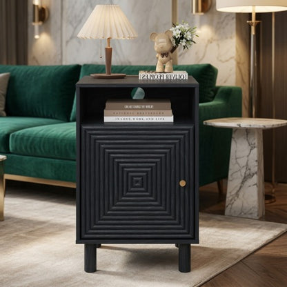 Set of 2 Black Nightstands with Charging Station, 15.7inch¡Á15.7inch¡Á24.4inchH