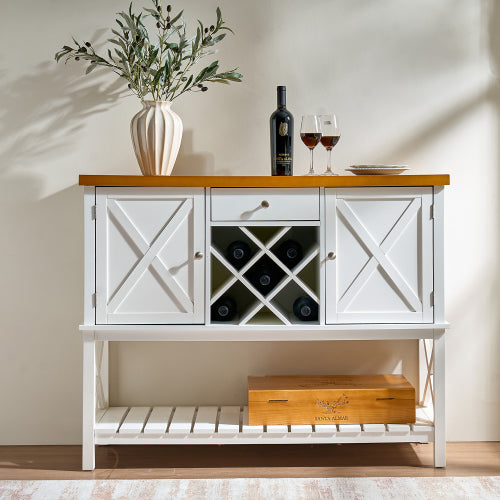 Bar cabinet Console Table with 2-Door Cabinet & 1 Drawers, Coffee Bar, Wine rack,Entryway Table with Storage Shelf, Sofa Tables Buffet Sideboard for Kitchen, Hallway, Dining, Living Room, White
