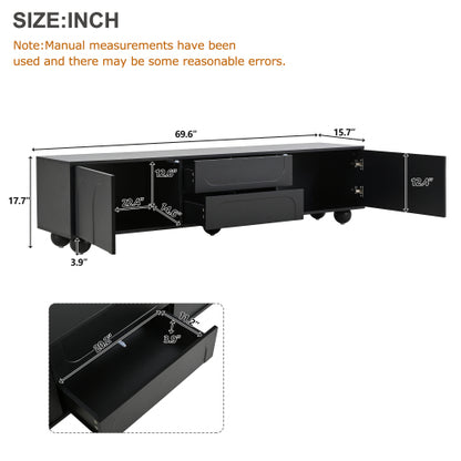 Black Arched Door TV Stand with Drawers 75 Inch Media Console