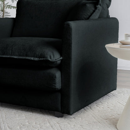 Black Chenille Modular Ottoman Footrest, Mix & Match for 2 3 4 Seater Sectional Sofa