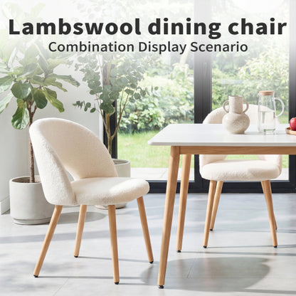 Teddy Velvet Dining Accent Chairs with Wood Legs, Set of 2, White