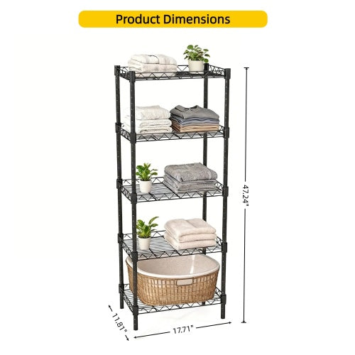 5-Tier Adjustable Metal Wire Shelving Unit for Small Spaces
