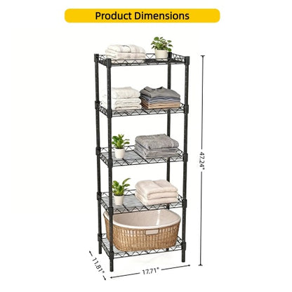 5-Tier Adjustable Metal Wire Shelving Unit for Small Spaces