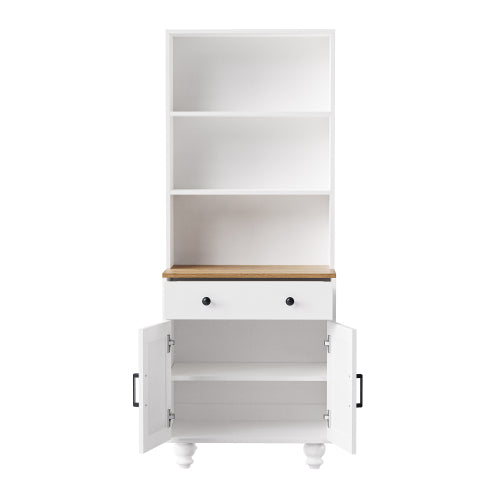 Farmhouse Pantry Cabinet with Drawer & Adjustable Shelves White