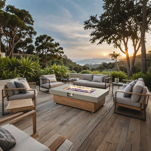 48_inch Iron Fire Pit Table with Wood Grain