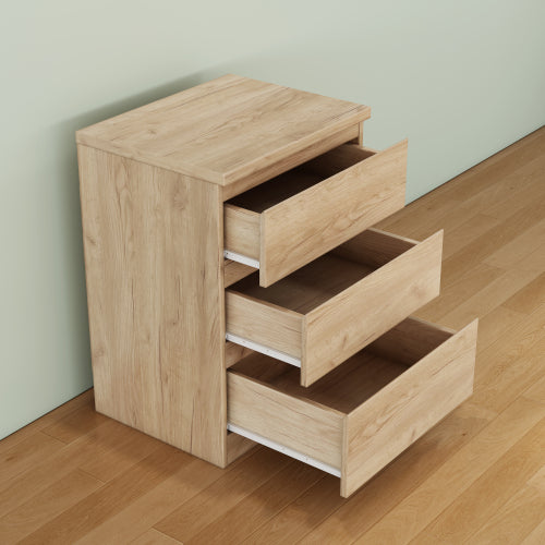 19.7-Inch Natural 3 Drawer Nightstand with Handle-Free Design
