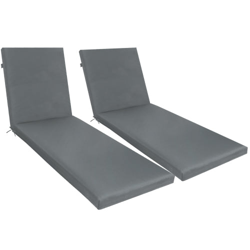 2PCS Set Outdoor Lounge Chair Cushion Replacement Patio Funiture Seat Cushion Chaise Lounge Cushion-grey
