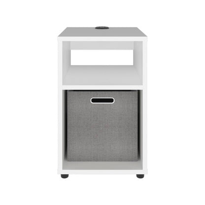 Side Table with USB Charging Station & Dual Open Shelves