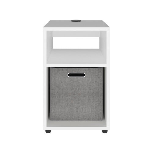 Side Table with USB Charging Station & Dual Open Shelves