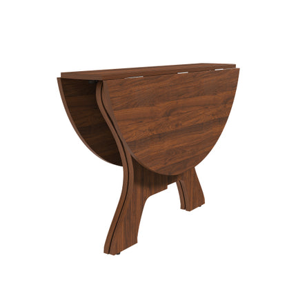 43 in Folding Dining Table for Small Spaces, MDF Table with Walnut Veneer, Space Saving Foldable Kitchen Table for Indoor and Outdoor Use