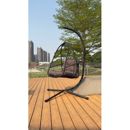 Swing Egg Chair with Stand Indoor Outdoor Wicker Rattan Patio Basket Hanging Chair with C Type bracket