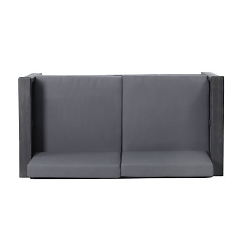 Acacia Wood Outdoor Loveseat and Coffee Table Set with Cushions, Dark Gray