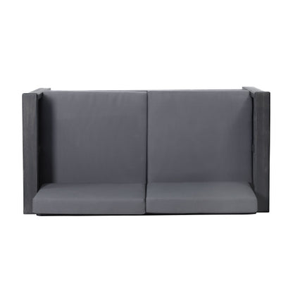 Acacia Wood Outdoor Loveseat and Coffee Table Set with Cushions, Dark Gray