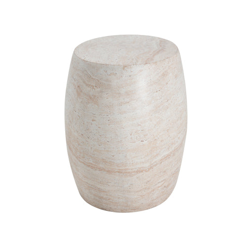Outdoor/Indoor Lightweight Concrete Side Table,Oval Travertine Finish Accent Table